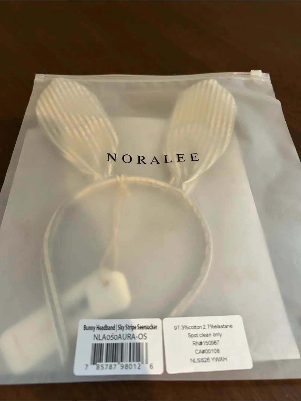 Nora Lee Kids Sky-Stripe Seersucker Bunny Headband